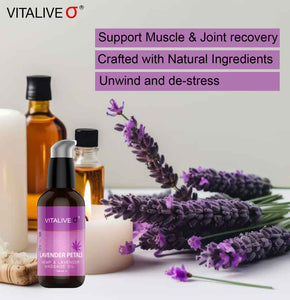 Lavender Petals Massage Oil with Hemp, Arnica, and Almond | Relaxing Aromatherapy Massage Oil for Skin, Muscles, Joints | Natural Essential Oil Body Oil | 100 ml by VITALIVE