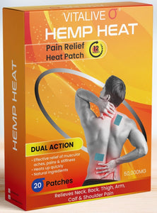 Hemp Heat Patches x20 | Natural Deep Heat Patches | Self Adhesive Transdermal | Pain Relief Plasters for Knees | Heat Pads | Hemp Cream for Pain Relief | Muscle & Joints Shoulder, Neck, Back Pain Relief