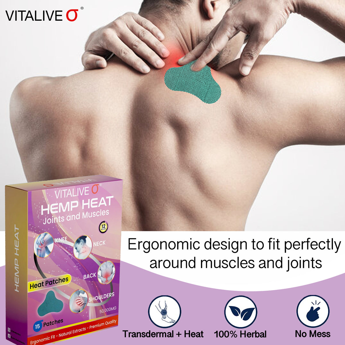 Hemp Heat Patches x15 Natural Deep Heat Patches Self Adhesive Tran