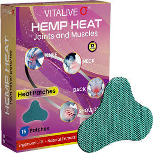 Hemp Heat Patches x15 | Natural Deep Heat Patches | Self Adhesive Transdermal | Pain Relief Plasters for Knees | Heat Pads | Hemp Cream for Pain Relief | Muscle & Joints Shoulder, Neck, Back Pain Relief