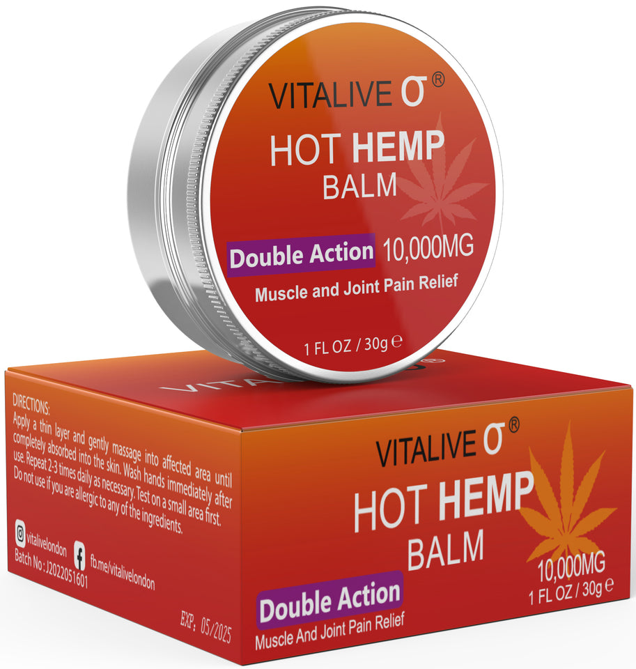 Hot Hemp Balm | Pain Relief | Muscles, Joints, Arthritis | VITALIVE 30g