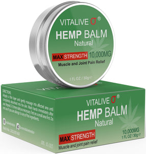 Hemp Balm Max Strength | Muscle and Joint Pain Relief | Anti-Inflammatory | Natural Extracts | 10,000MG | 30g