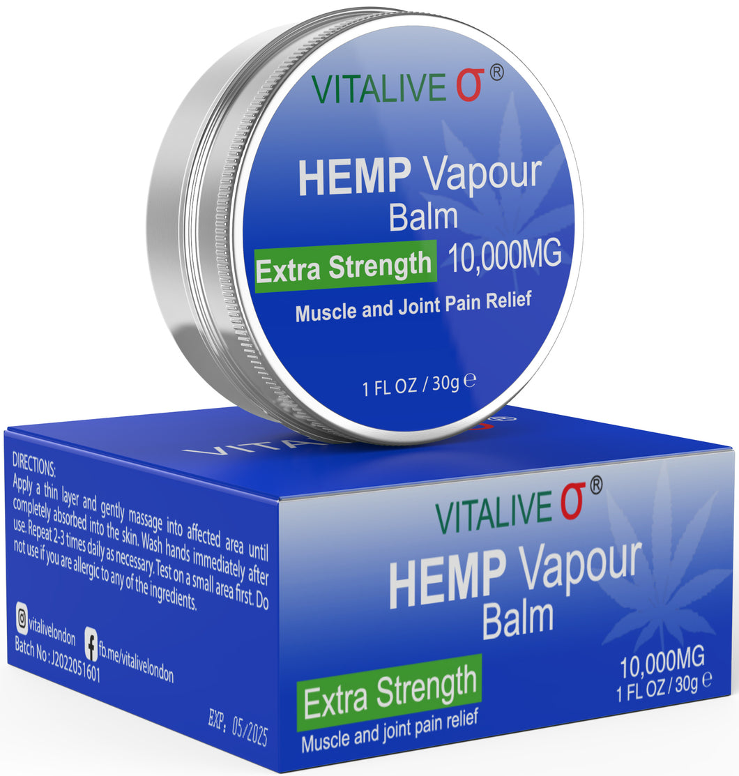 Hemp Vapour Balm | Pain Relief | Cold & Congestion, Headaches | VITALIVE 30g