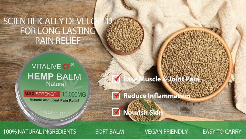 Hemp Balm Max Strength | Muscle and Joint Pain Relief | Anti-Inflammatory | Natural Extracts | 10,000MG | 30g